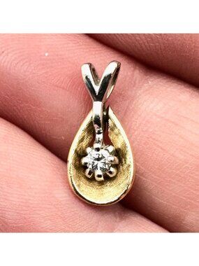 Womens Pendant 14K Yellow Gold White Topaz Teardrop Shaped